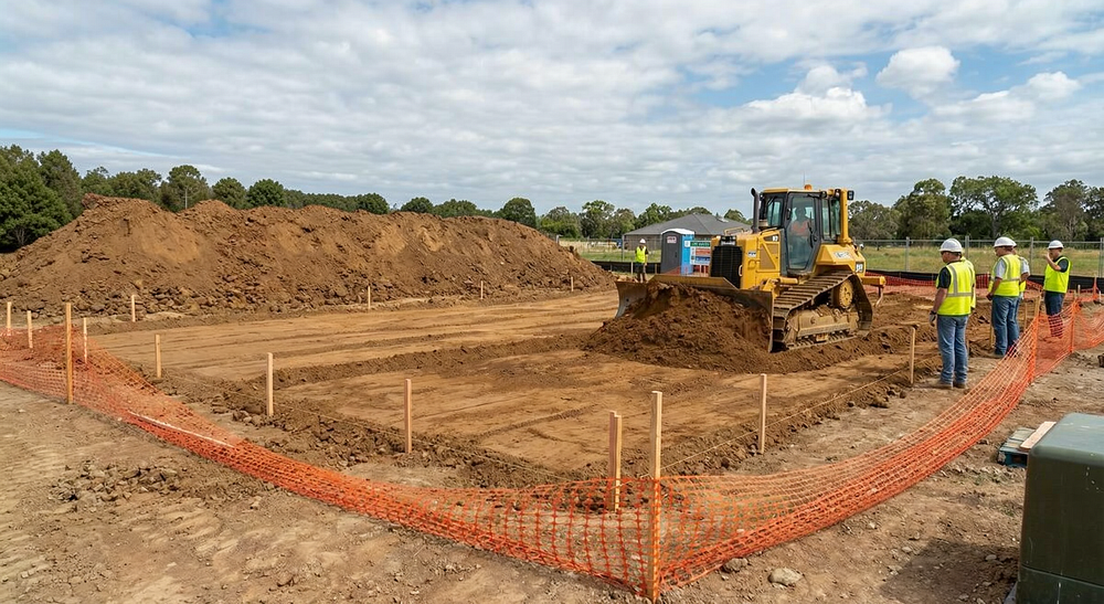 Site prep and dirt work for a mobile home foundation